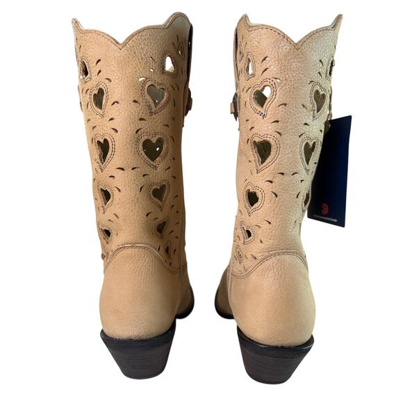 Durango Crush Heartfelt Cowboy Boots Women's 8M Western Tan Heart Cut-Out - Picture 11 of 12